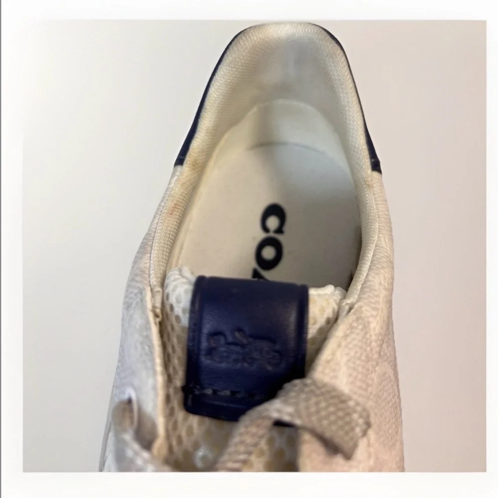 Coach Men's Lowline Signature Low Top White/Navy Blue 11.5 Casual Formal - Picture 3 of 8